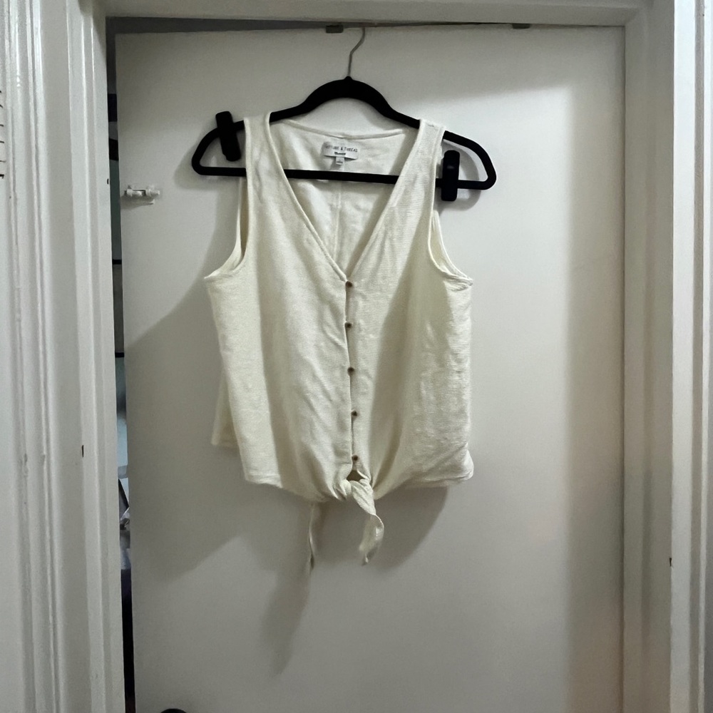 White knit tank blouse